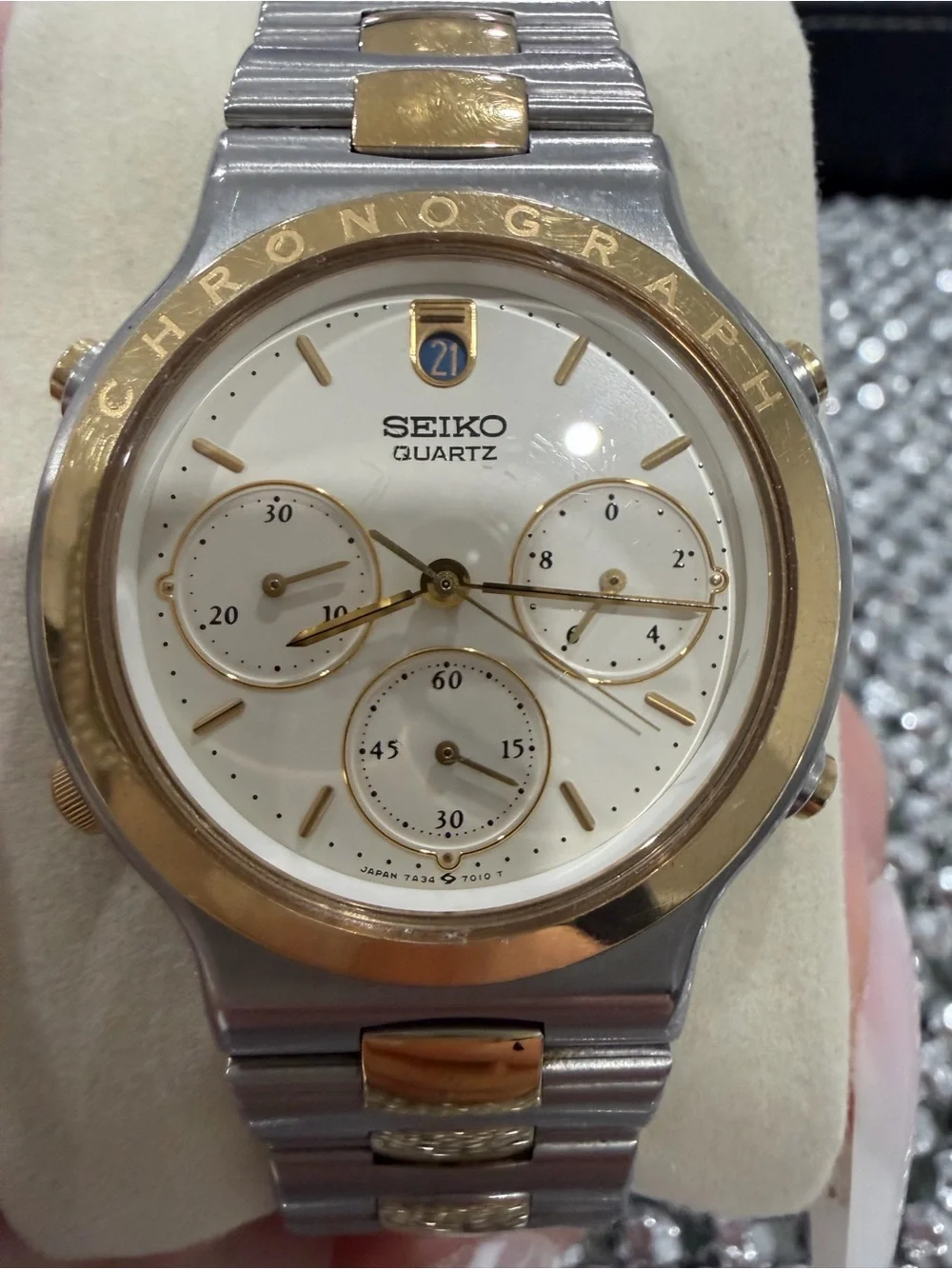 Seiko Two-Tone Gold and Silver Chronograph Quartz Watch